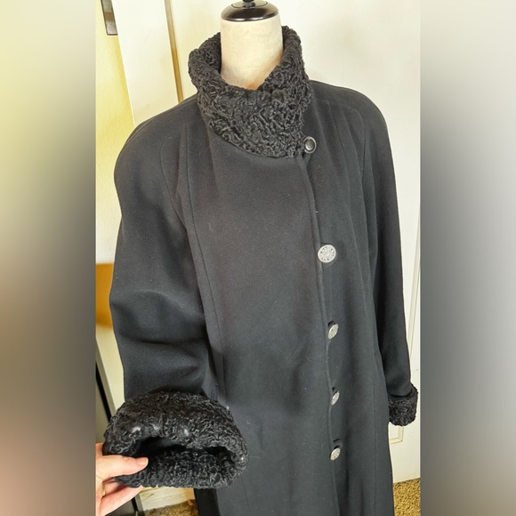 Vintage Wool and Cashmere Trench Coat 90’s Feminine Elegant Goth Duster noir - Picture 8 of 15